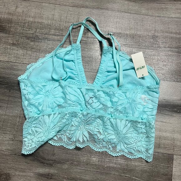 Aerie Racerback Strap Lace Knit Bralette Cyan Blue NWT Women’s Size M - Picture 3 of 6